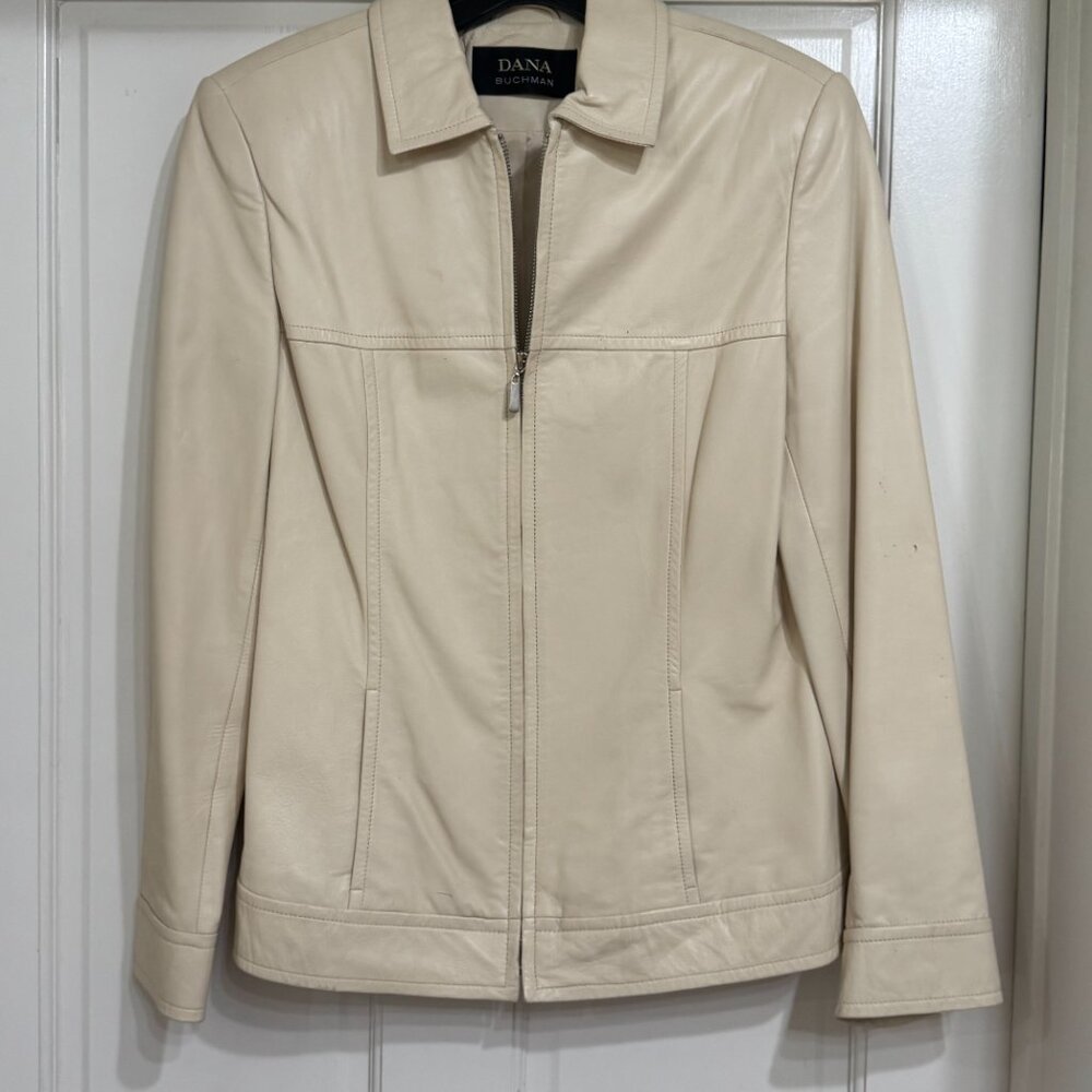SALE Dana Buchman Soft Beige Leather Jacket sz 8